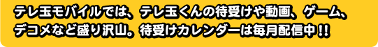 �e���ʃ��o�C���ł́A�e���ʂ���̑Ҏ󂯂⓮��A�Q�[���A�f�R���Ȃǐ����R�B�Ҏ󂯃J�����_�[�͖����z�M���I�I