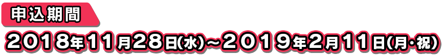 申込期間 2018年11月28日(水)〜2019年2月11日(月・祝)