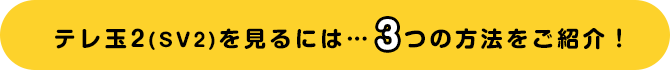 テレ玉2(SV2)を見るには… 3つの方法をご紹介！