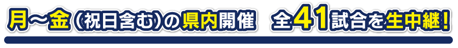 月～金（祝日含む）の県内開催 全41試合を生中継！
